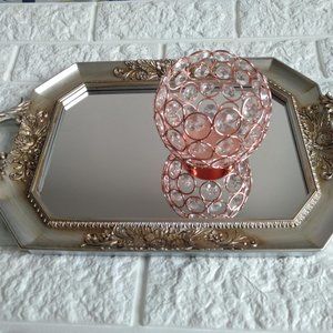 Royal  rectangular Silver and bronze mirror tray new without tag